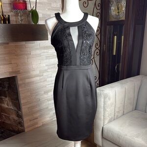 Black Lace Halter Dress